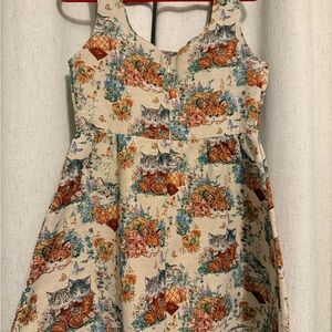 Cider Square Neck Cat Embroidery Mini Dress
